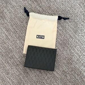 Kith Dark Green Card Holder with Cream Pouch
